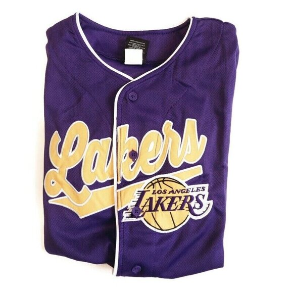 Los Angeles Lakers Full Count Button Up Baseball Jersey Youth Boys Sz L (14-16) - Picture 6 of 6